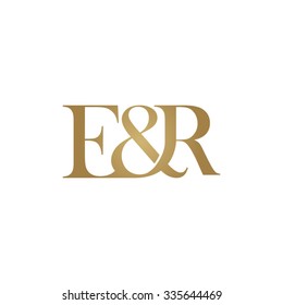 E&R Initial logo. Ampersand monogram golden logo