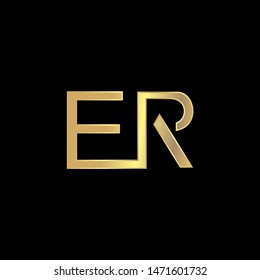 ER Initial logo Capital Letters Gold colors