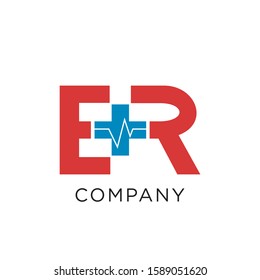 Er Initial Logo Design Health Icon