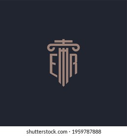 ER initial logo monogram with pillar style design for law firm and justice company