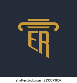 ER initial logo monogram with pillar icon design vector image