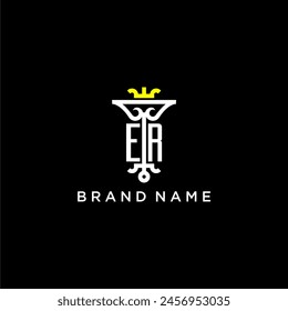 ER initial monogram brand logo design for crown vector image