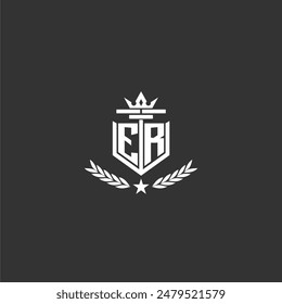 ER initial monogram brand logo design for crown vector image