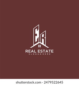 ER initial monogram building and roof logo for real estate