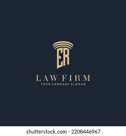 ER initial monogram lawfirm logo with pillar design