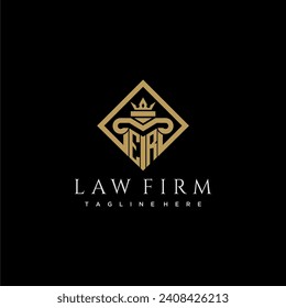 ER initial monogram logo for lawfirm with pillar in creative square design