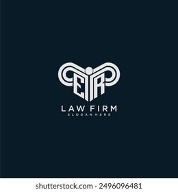 ER initial monogram logo lawfirm with pillar design