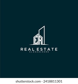 ER initial monogram logo real estate with building style design vector