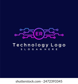 ER initial monogram for technology logo with circle style design