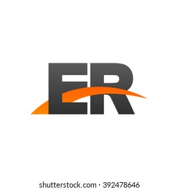 ER initial overlapping swoosh letter logo black orange