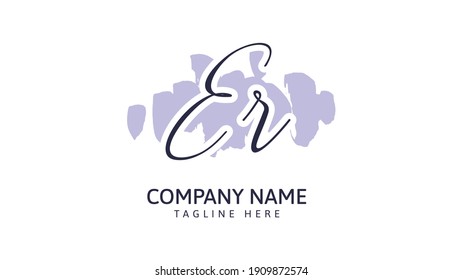 ER Initials, handwriting logo vector