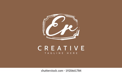ER Initials, handwriting logo vector
