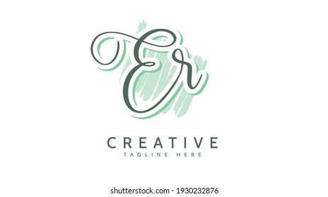 ER Initials, handwriting logo vector