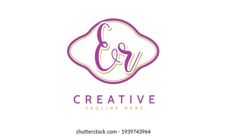 ER Initials, handwriting logo vector