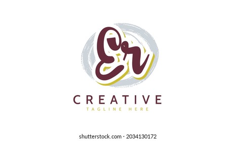 ER Initials, handwriting logo vector