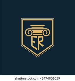 ER Initials Law Firm Logo Lawyer logo with creative law element