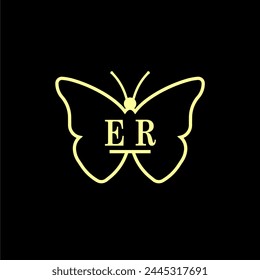 ER Initials Luxury Butterfly logo Vector illustration