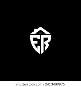ER initials premium shield logo monogram with home designs modern templates