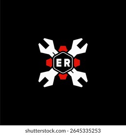 Iniciais ER Vektor Stok Otomotif Logo Design