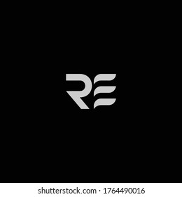 ER or RE letter designs with different colors and backgrounds
