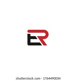 ER or RE letter designs with different colors and backgrounds