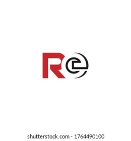 ER or RE letter designs with different colors and backgrounds