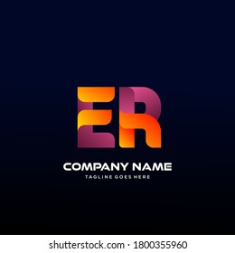 ER Letter initial Logo Vector With colorful, logo for media business