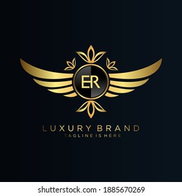 ER Letter Initial with Royal Template.elegant with crown logo vector, Creative Lettering Logo Vector Illustration.