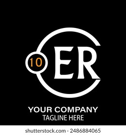 ER Letter Logo Design. Black Background.