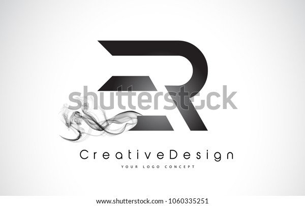 黒い煙のあるerの文字のロゴデザイン クリエイティブなモダンな煙の