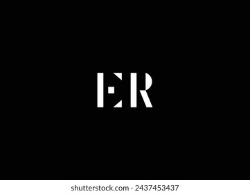 ER Letter Logo Design with Creative Modern Trendy Typography and Black Colors