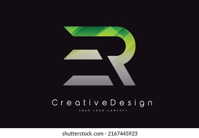 ER Letter Logo Design in Green Texture Colors. Creative Modern Letters Vector Icon Logo Illustration.