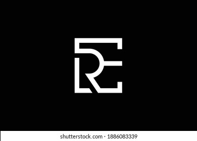 ER letter logo design on luxury background. RE monogram initials letter logo concept. ER icon design. RE elegant and Professional white color letter icon design on black background. 