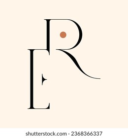 ER letter logo design on luxury background