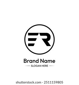 ER Carta Logo Design. Fundo Branco.