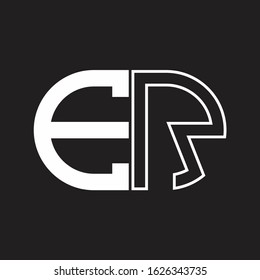 ER Letter logo monogram with oval shape negative space design template