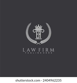 ER letter monogram logo for lawfirm with pillar  crown image design