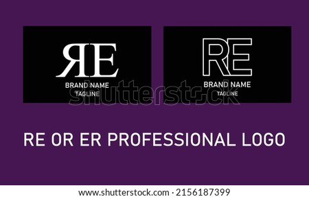 RE Or ER Letter Proffesional Logo Design Template Vector Illustration.