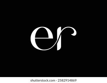 ER logo design handwriting signature style vector template