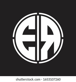 ER Logo initial with circle line cut design template