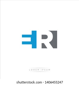 ER Logo Letter with Modern Negative space - Blue and Grey Color EPS 10