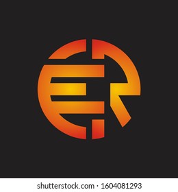 ER Logo monogram with cutting line style isolated on colors