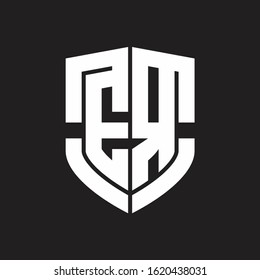 ER Logo monogram with emblem shield shape design isolated on black background
