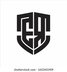 ER Logo monogram with emblem shield shape design isolated on white background