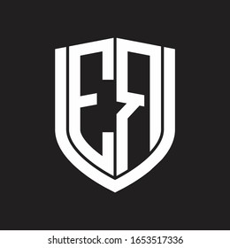 ER Logo monogram with emblem shield design isolated on black background