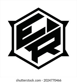 Monograma de logotipo ER con hexágono y plantilla de diseño de forma nítida