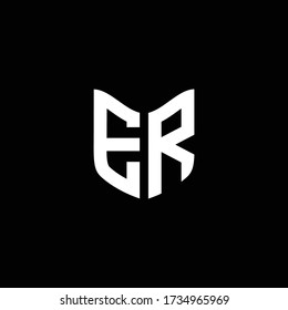ER logo monogram with shield shape design template