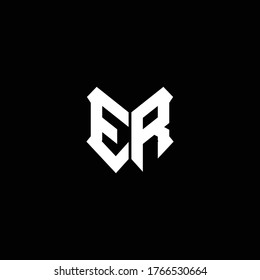 er logo monogram with shield shape design template