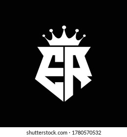 er logo monogram shield shape with crown design template