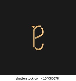 RE or ER logo vector. Initial letter logo, golden text on black background